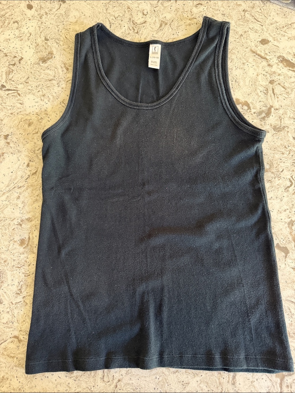 Fortuna Valentino Classic Black Ribbed Tank Top